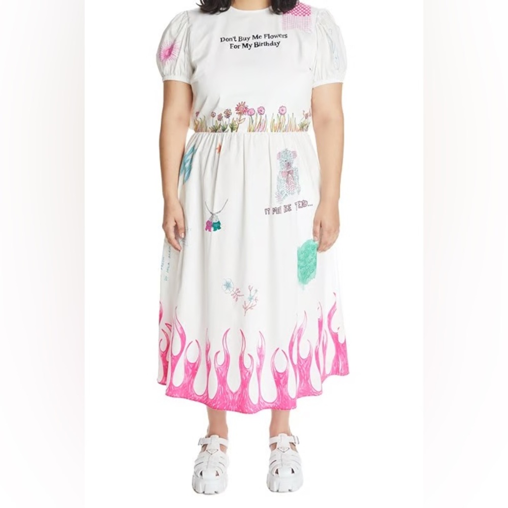 Teddy Fresh Midi Dress by Hila Klein Plus Size 1X Puff Sleeve Rare